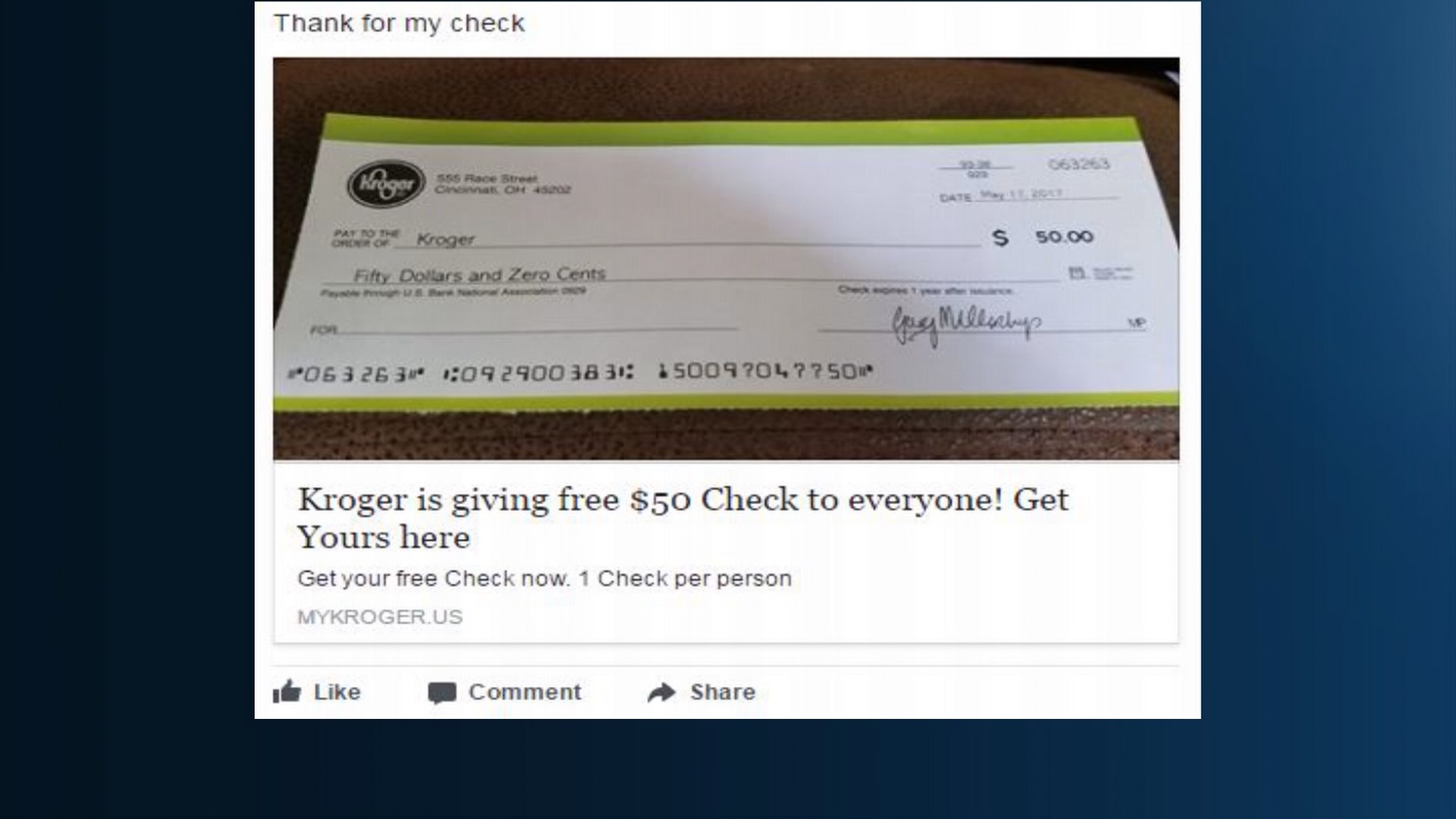 VERIFY Is Kroger free 50 check the real deal?